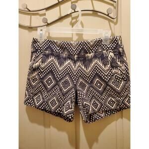 J. Crew Wmns Sz 0 Black Cream Aztec Woven Cotton Shorts Boho